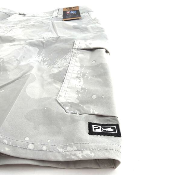 Pelagic Men's Light Gray Brush Camo Madeira Cargo  20" Hybrid Shorts Size 40 - Picture 10 of 13